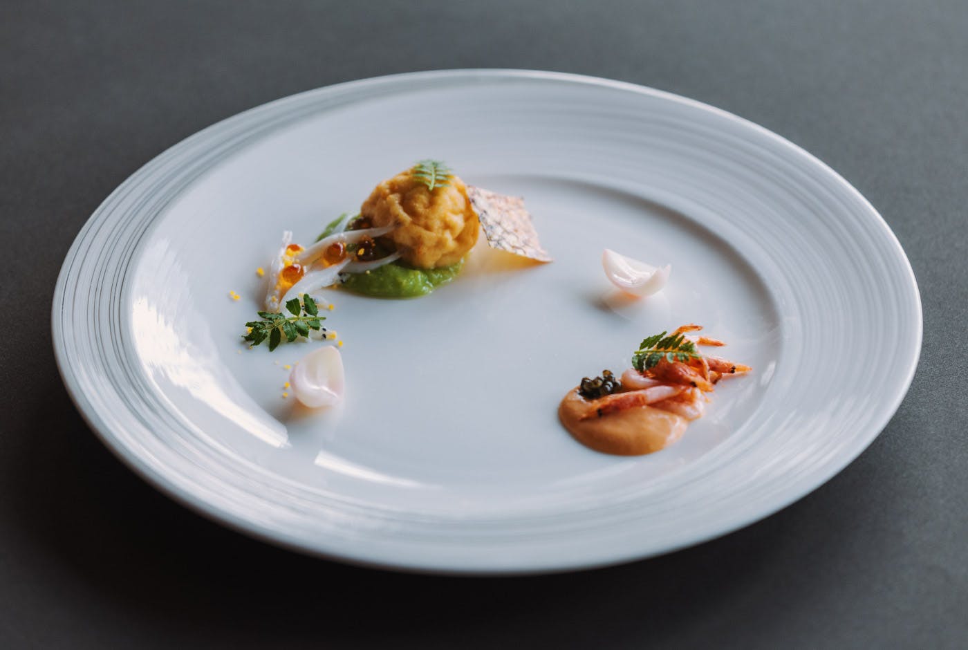 Deep-fried tofu with soft simmered abalone and Aosa seaweed