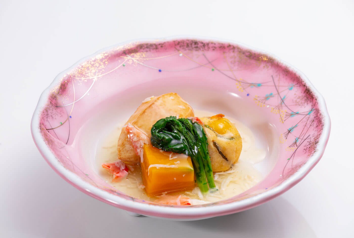 Simmered taro and deep flied tofu fritter